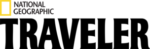 „Einchecken & abtauchen“ National Geographic Traveller Logo mit gelbem Rahmen