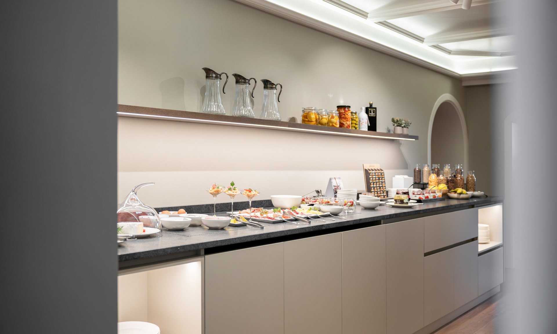 Lingers’ best snapshots Breakfast buffet assortment on a counter in a bright room