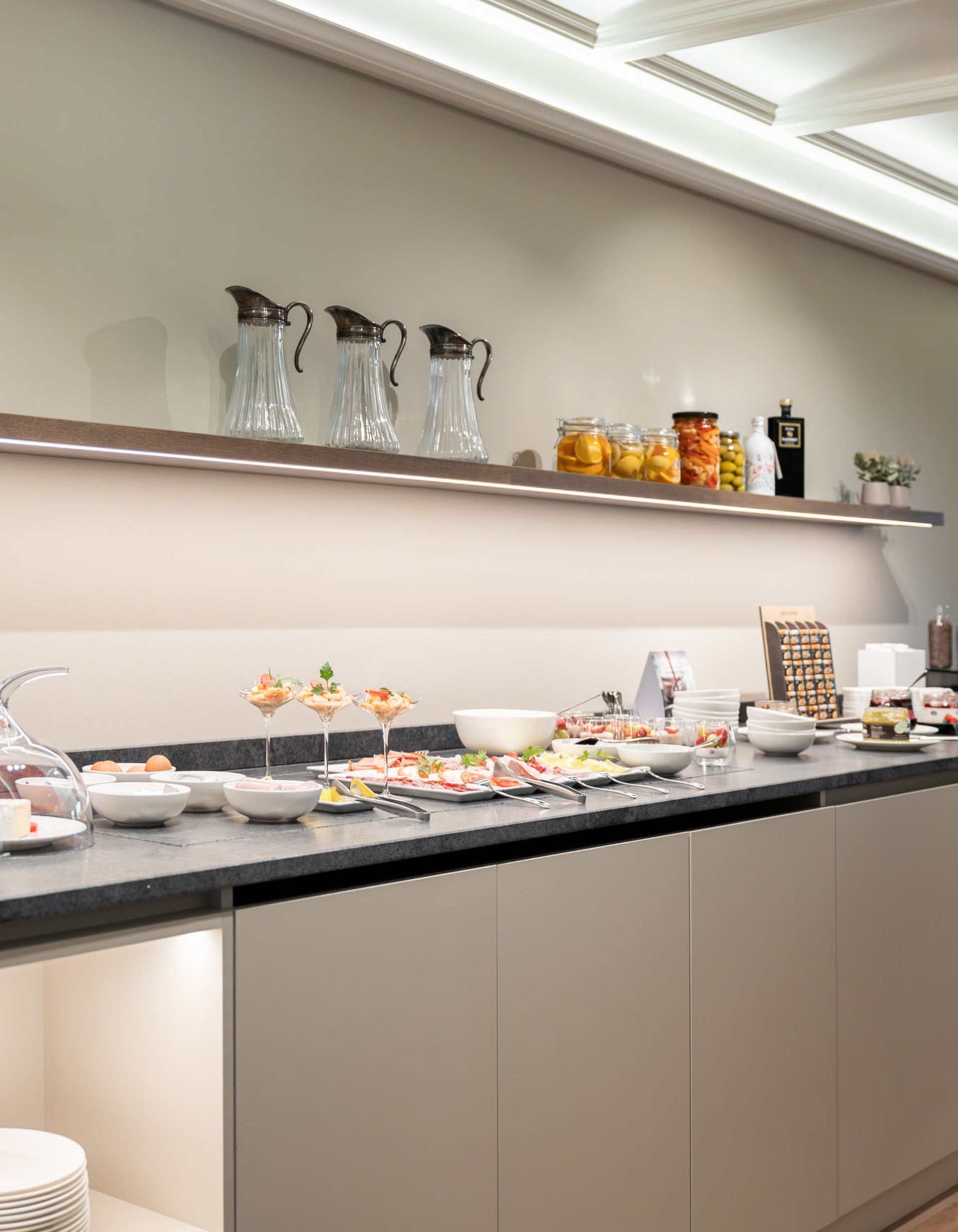 Lingers’ best snapshots Breakfast buffet assortment on a counter in a bright room